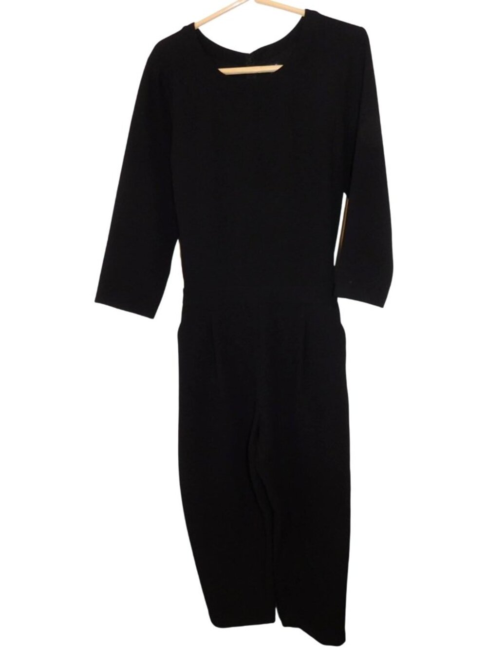 Madewell Sloan Jumpsuit Sz 8 Black Belted Midi Crepe Minimal Chic E4197